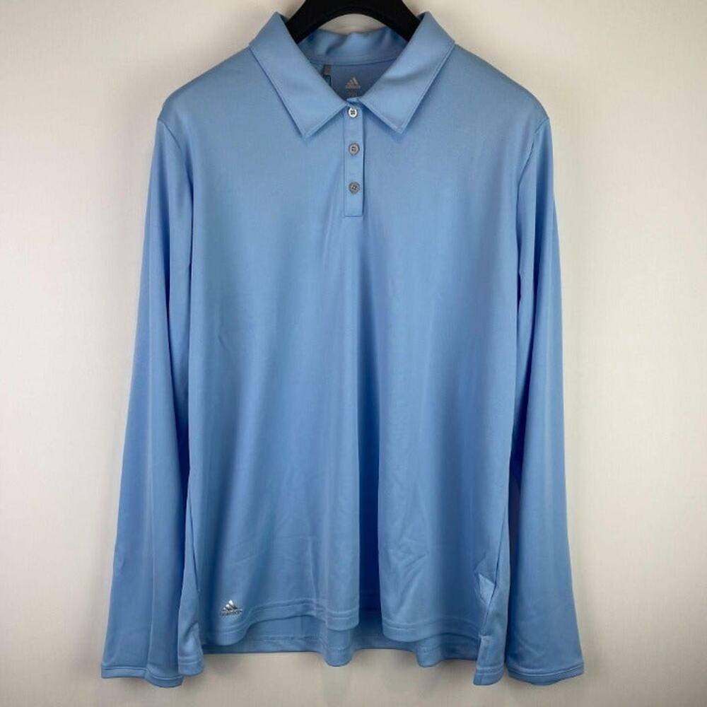 Adidas Golf Light Blue LS Shirt Tournament Long Sleeve Polo Shirt Women's 2XL